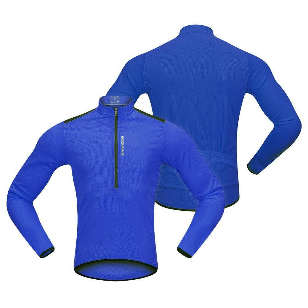 Wosawe Men's Cycling Jersey Spring Autumn Half-zip MTB Bike Riding Long Sleeve Shirt Clothing-WAYBIKER