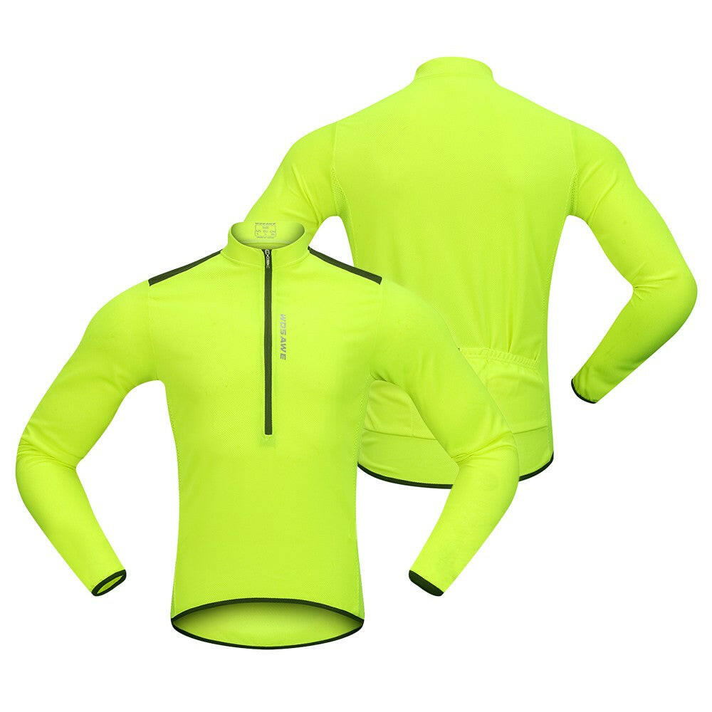 Wosawe Men's Cycling Jersey Spring Autumn Half-zip MTB Bike Riding Long Sleeve Shirt Clothing-WAYBIKER