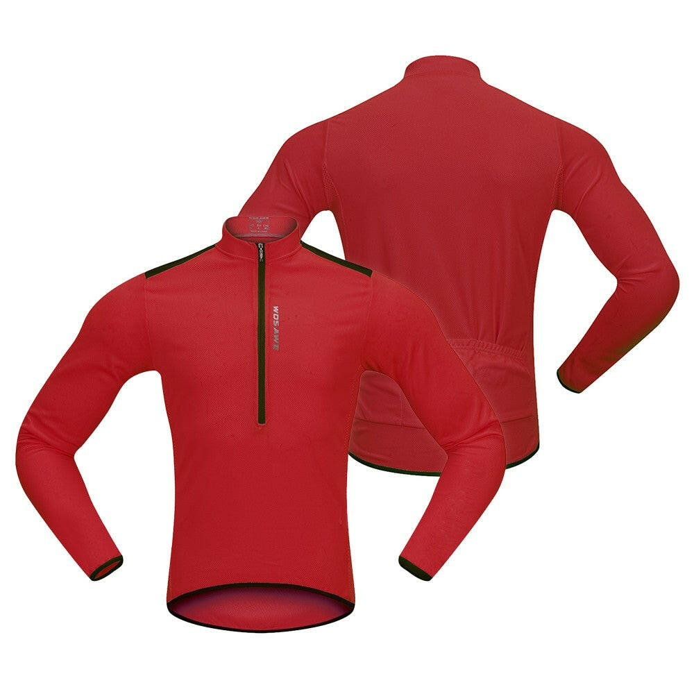 Wosawe Men's Cycling Jersey Spring Autumn Half-zip MTB Bike Riding Long Sleeve Shirt Clothing-WAYBIKER
