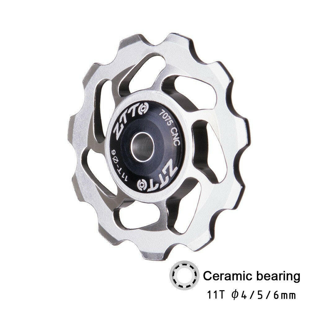 ZTTO 11T MTB Bicycle Rear Derailleur Jockey Wheel Ceramic Bearing Pulley CNC Road Bike Guide Roller Idler 4mm 5mm 6mm-WAYBIKER