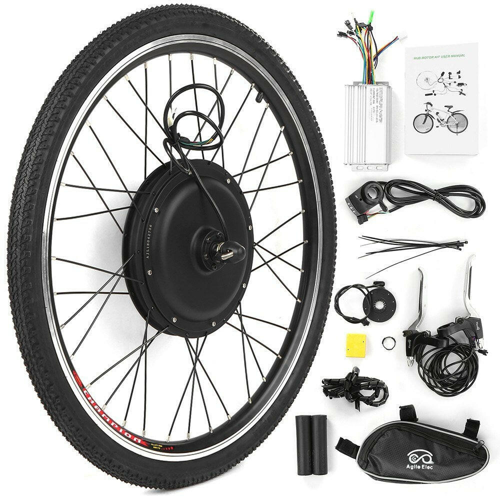 26x1.75'' Electric Bike Conversion Kit Bike Rear Wheel Hub Motor Kit 48V 1000W Powerful E-Bike Motor Kit Brushless Controller PAS Signal Light Bike Brake Shifter Kit-WAYBIKER