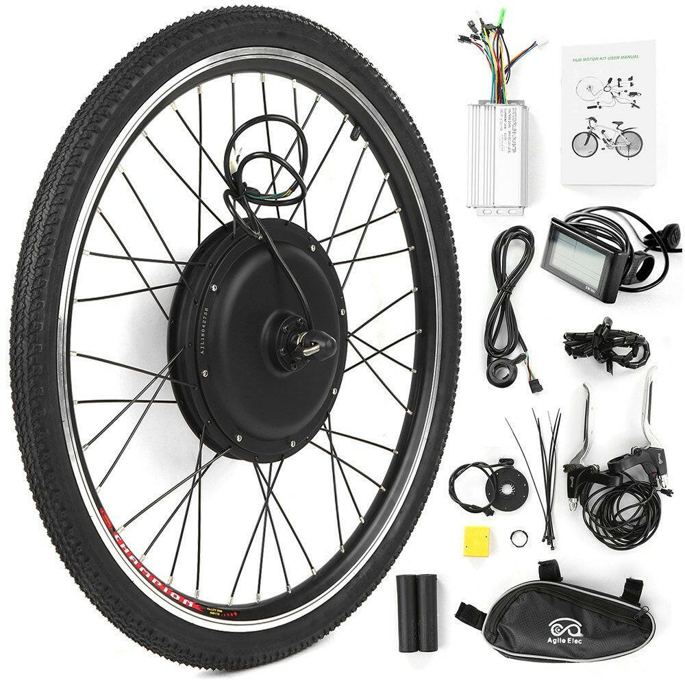 26x1.75'' Electric Bike Conversion Kit Bike Rear Wheel Hub Motor Kit 48V 1500W Powerful E-Bike LCD Display Motor Kit Brushless Controller PAS Signal Light Bike Brake Shifter Kit-WAYBIKER