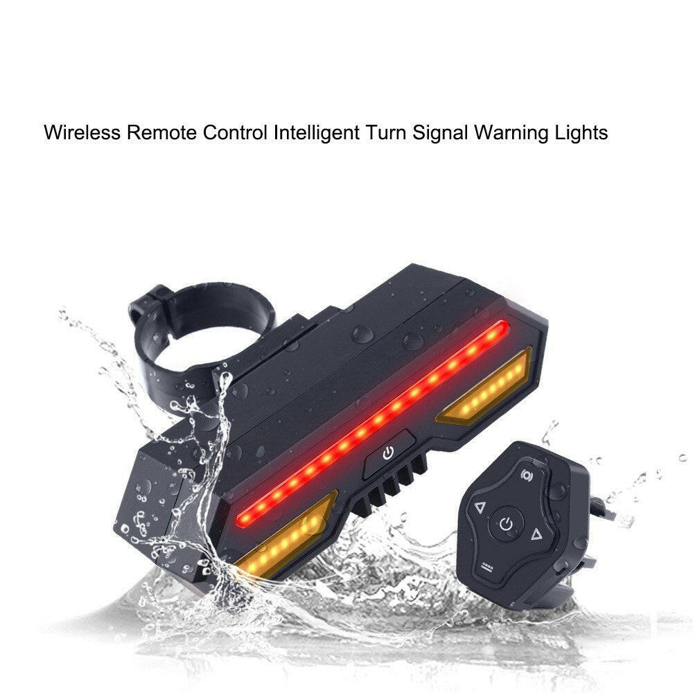Waterproof USB Rechargeable LED Bicycle Rear Light Lamp 85 Lumen Mount Taillights For Cycling Wireless remote control Intelligent turn signal Warning Lights(Red)-WAYBIKER