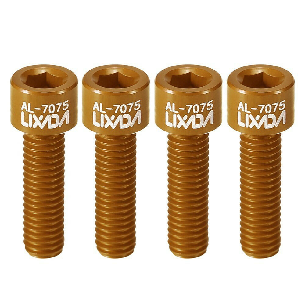 Lixada 4pcs M5*17mm Bicycle Bike Stem Screws Bolts Ultralight AL7075 Aluminum Cycling Stem Fixing Screws Replacement-WAYBIKER