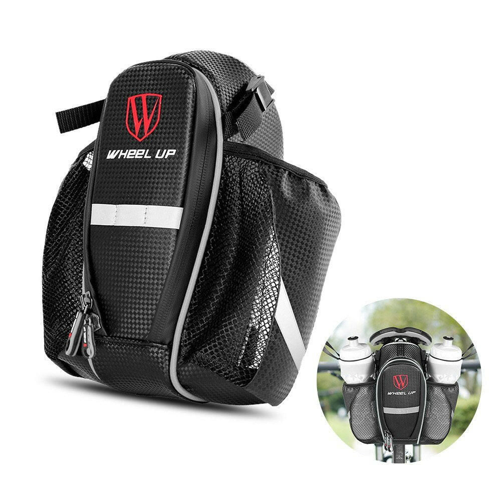 Bicycle Rear Rack Bag Bike Trunk Carrier Bag Cycling Pannier Saddle Bag with Dual Water Bottle Pockets