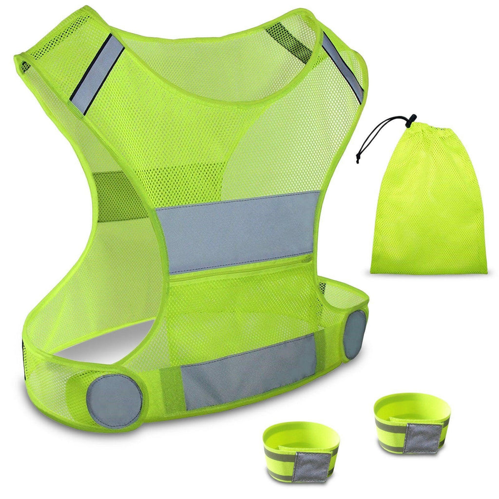 Adjustable High Visibility Reflective Vest with Reflective Wrist Arm Bands Safety Gear for Night Cycling Jogging Running-WAYBIKER