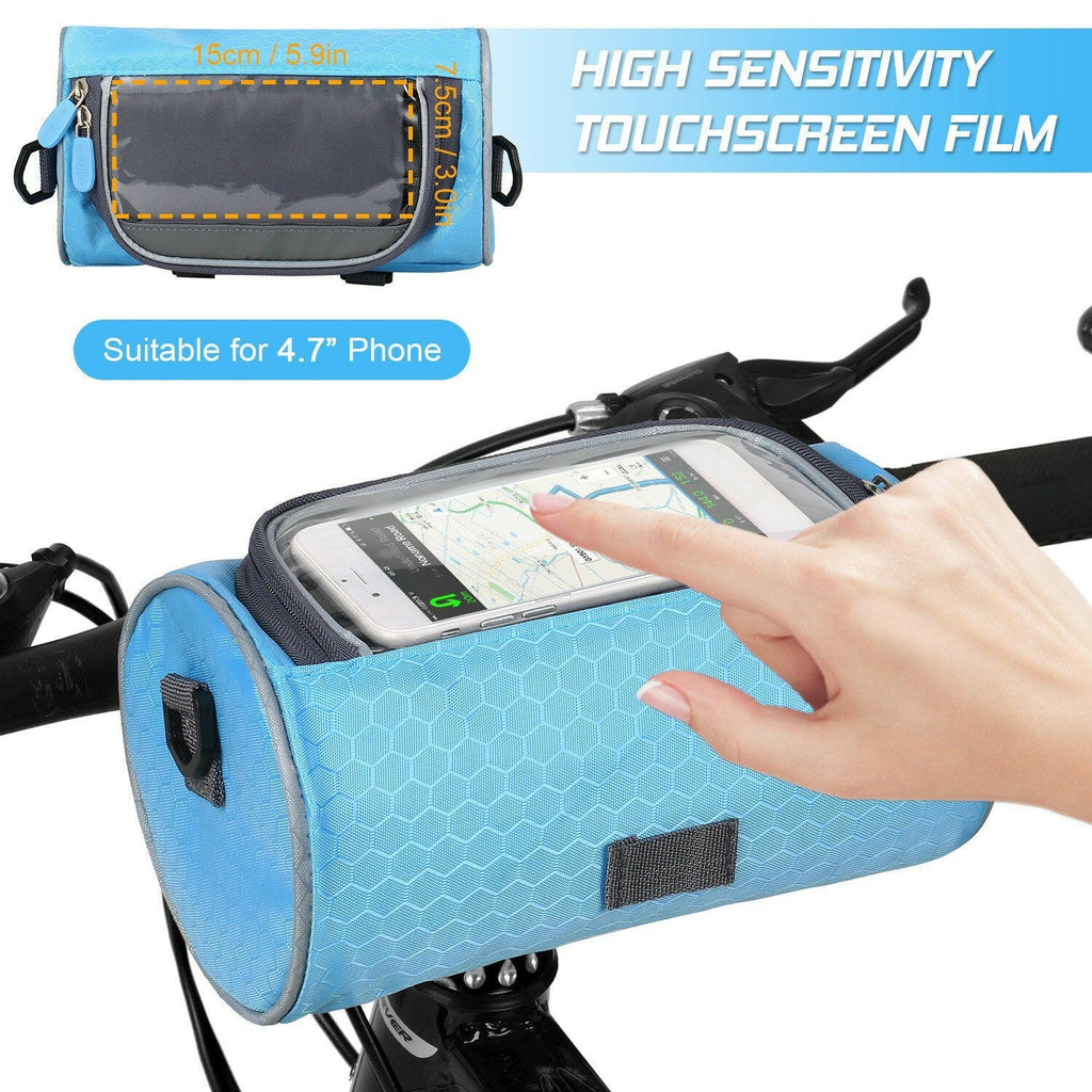 Borsa Manubrio Bici Impermeabile MTB Con Supporto Per Cellulare - Leggera, 18,5x9,5x8,5cm, 95g