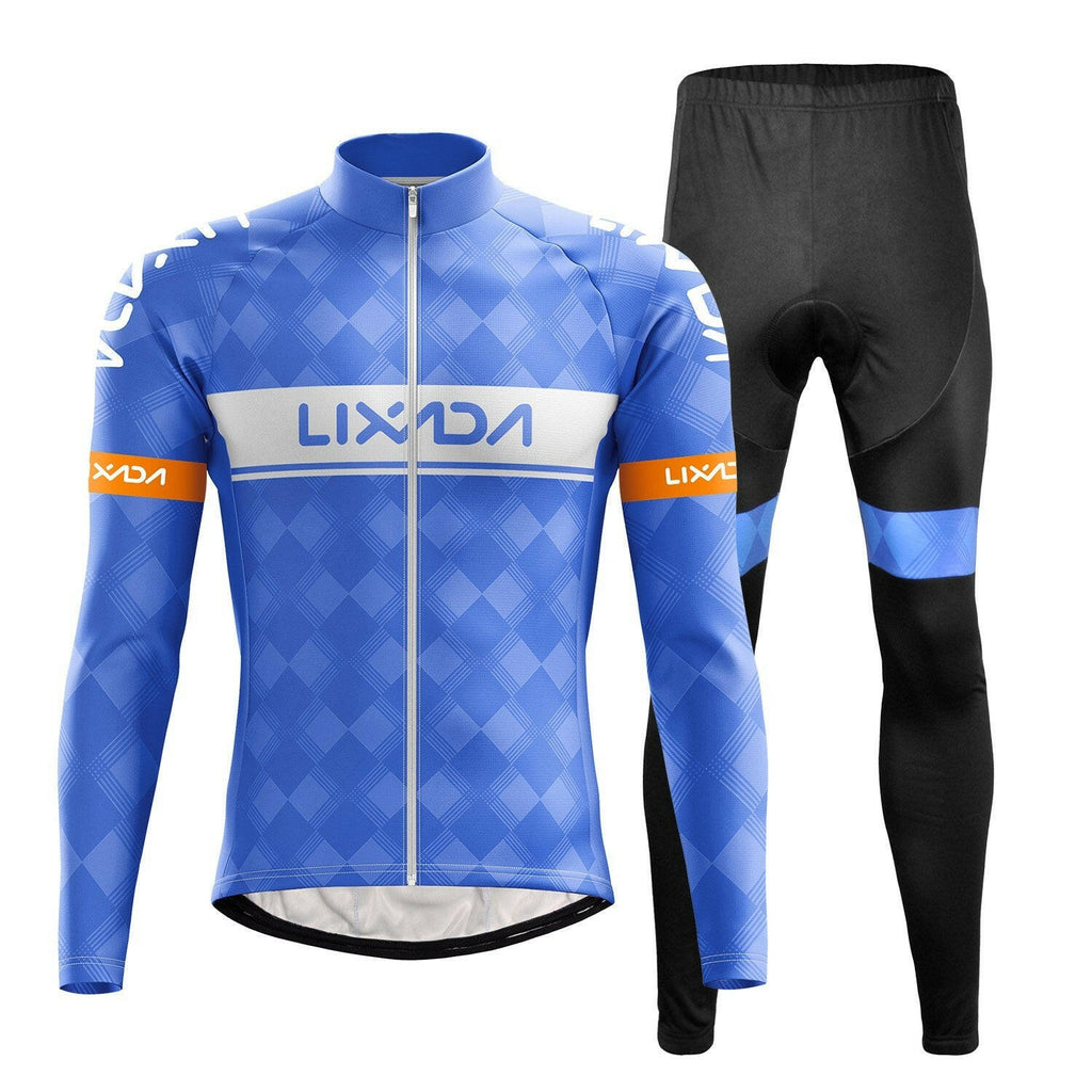 Lixada Cycling Clothing Set Windproof Long Sleeve Bicycle Jersey Jacket 3D Padded Pants Outdoor Cycling Running Sports Jacket Activewear Sportswear
