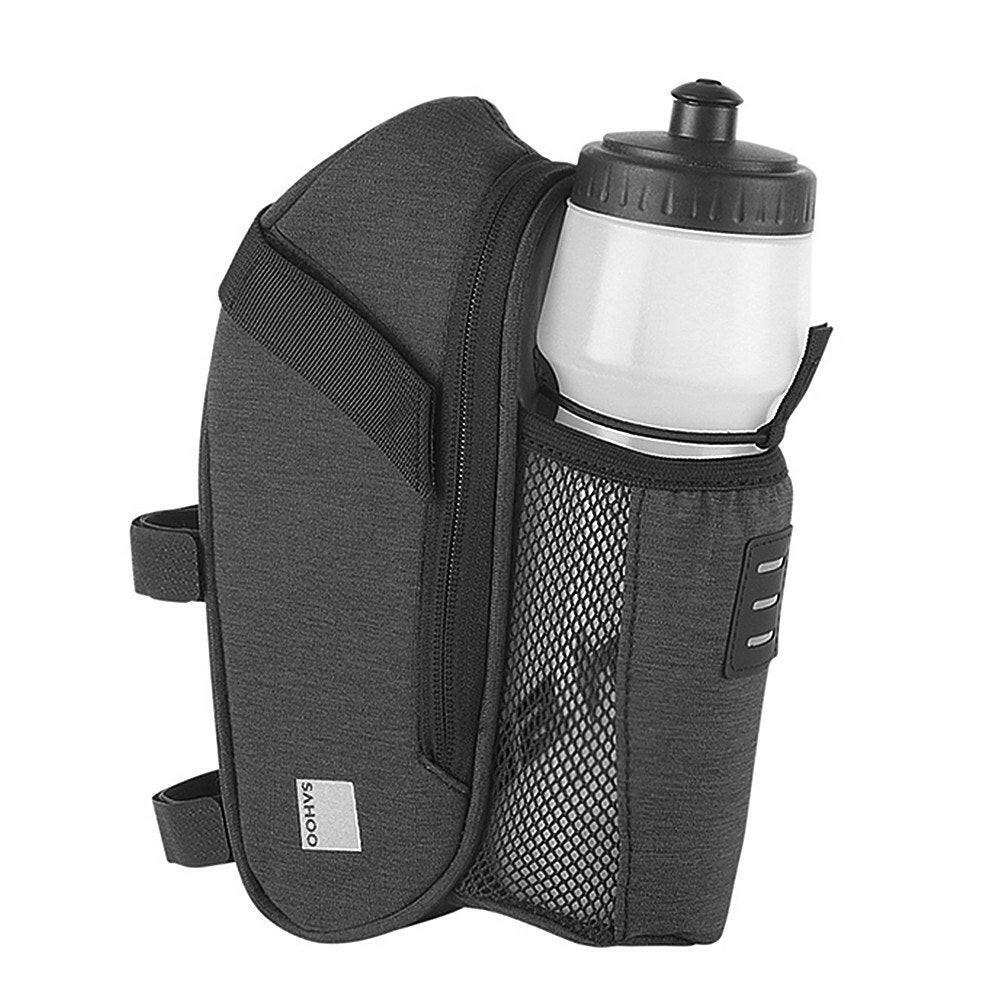 Bicycle Saddle Bag with Water Bottle Pocket Waterproof Bike Seat Bag Reflective Cycling Rear Seat Post Bag with Kettle Pouch Large Capacity Tail Rear Bag MTB Road Bike Bag-WAYBIKER