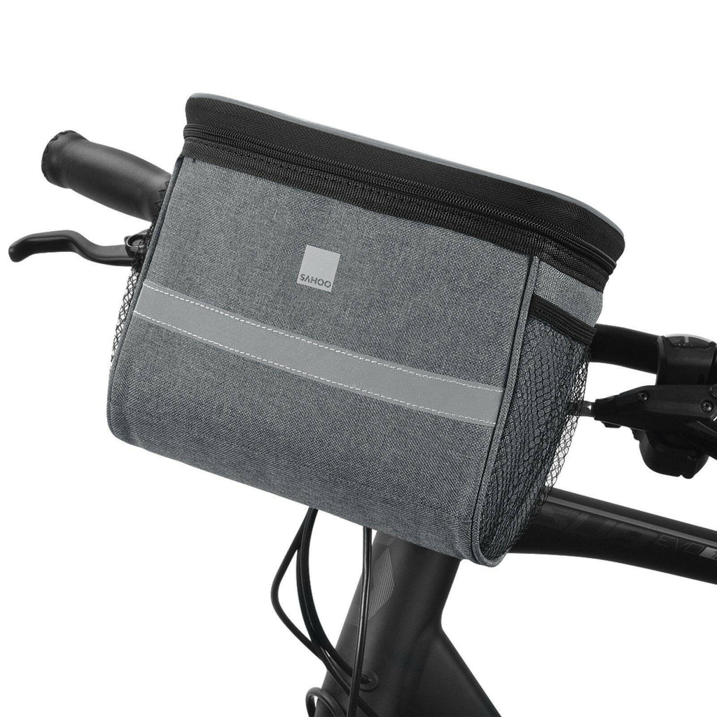 Bike Handlebar Bag Front Bicycle Basket with Mesh Pocket Cold & Warm Insulation Cycling Front Storage Bag Touchable Transparent Phone Pouch-WAYBIKER