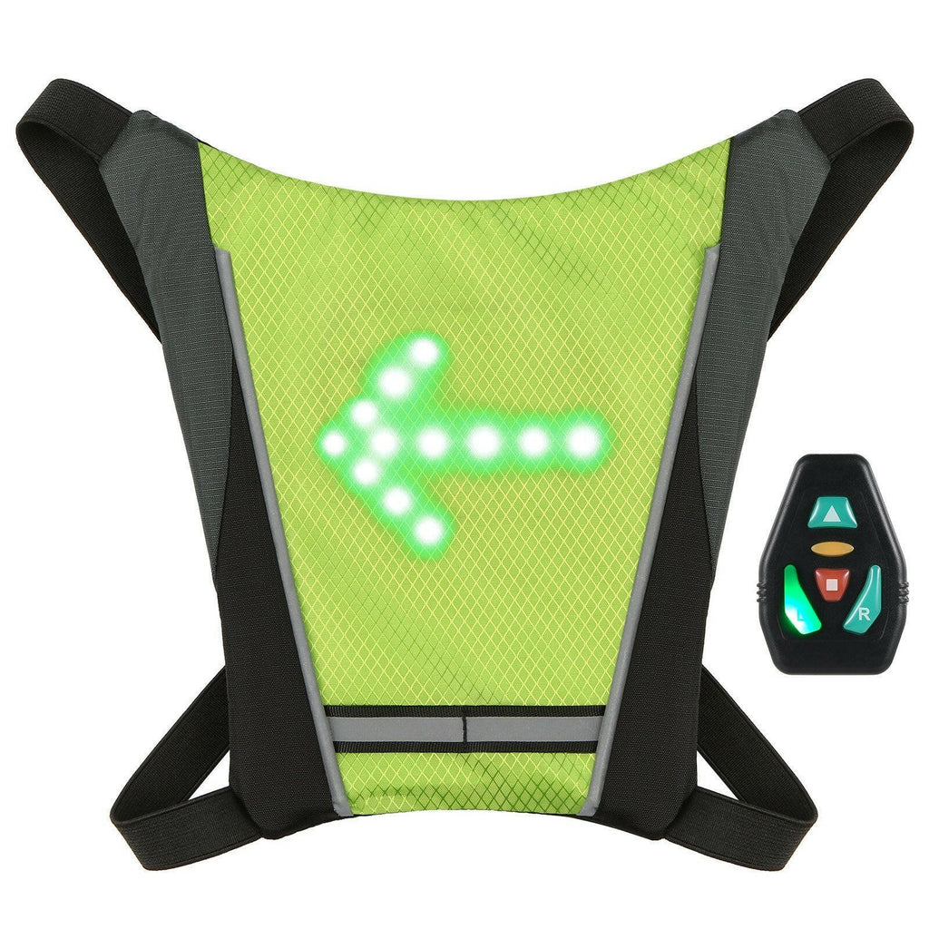 LED Turn Signal Bike Pack USB Rechargeable Reflective Backpack Attachment Clip with Remote Control LED Backpack with Direction Indicator Safety Light Bag Sports Vest for Cycling Running Walking Jogging-WAYBIKER