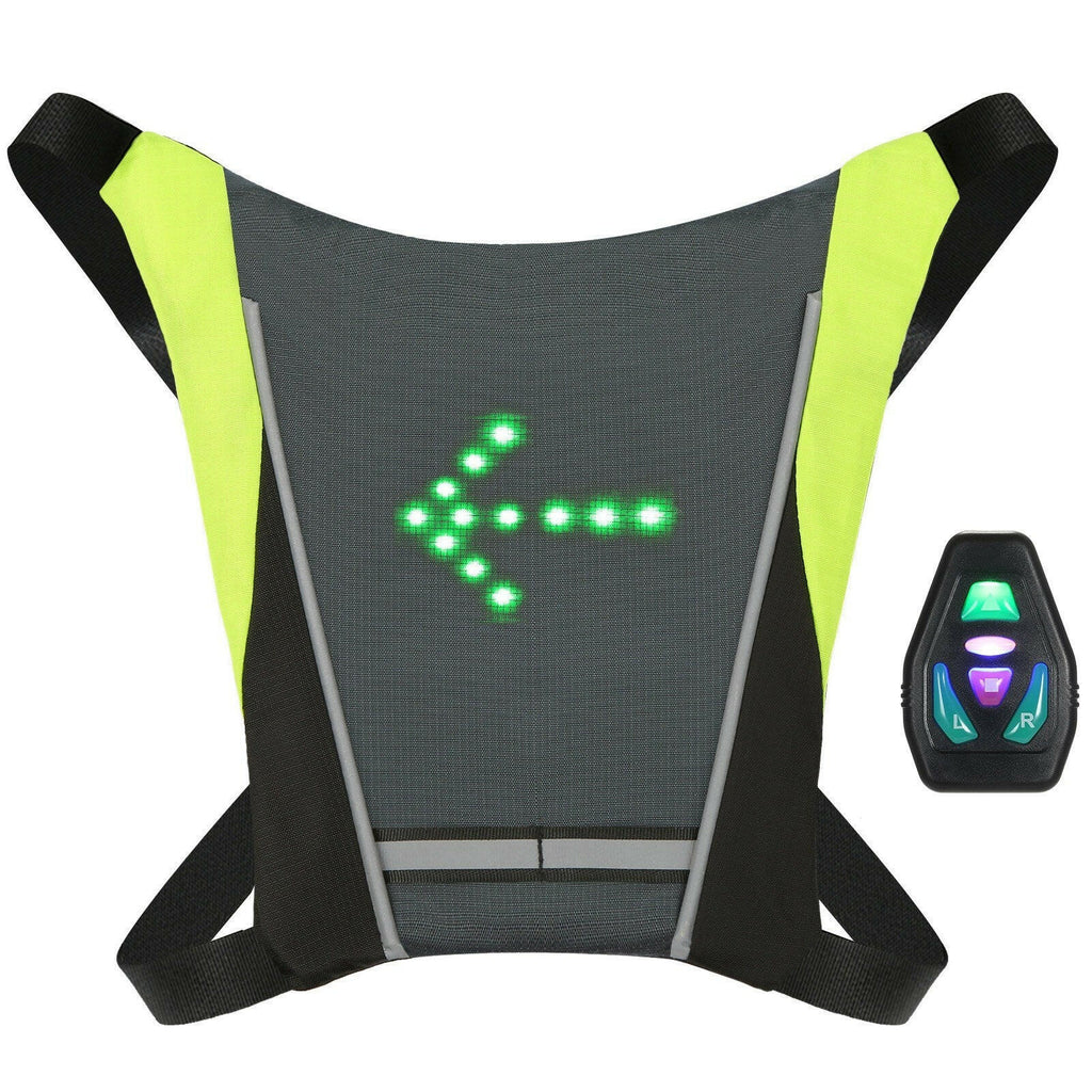 LED Turn Signal Bike Pack USB Rechargeable Reflective Vest Backpack with Direction Indicator Safety LED Backpack Wireless Remote Control Bicycle Bag Sports Vest Ultralight Riding Bag