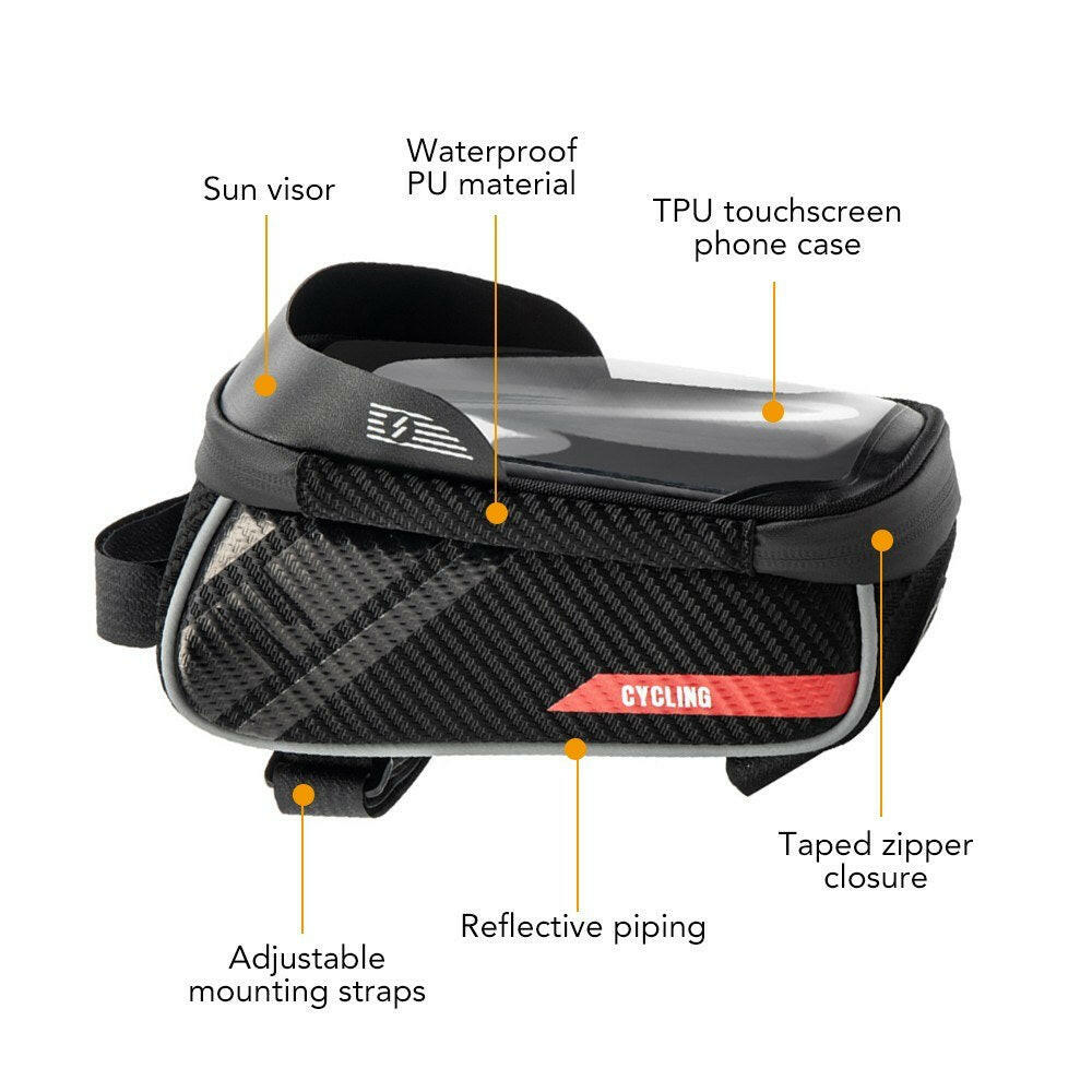 Bicycle Phone Mount Bags Waterproof Front Frame Top Tube Bag with Touch Screen Phone Holder Case Cycling Bike Phone Tool Storage Bag Pack