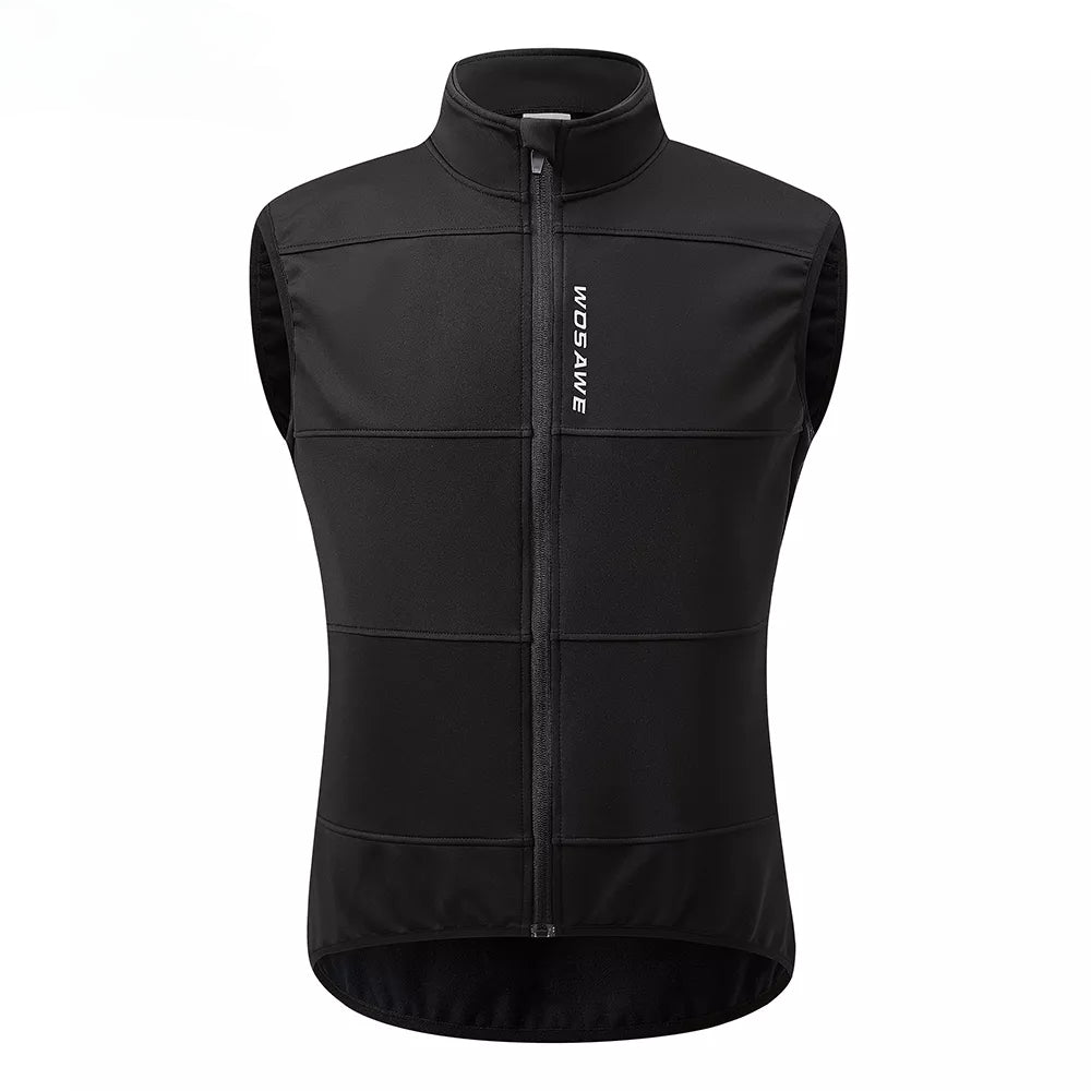 WOSAWE Winter Cycling Vest Warm Up Ciclismo Sleeveless Bike Bicycle Jacket MTB Coat Windproof Cycling Clothing Gilet no pockets-WAYBIKER