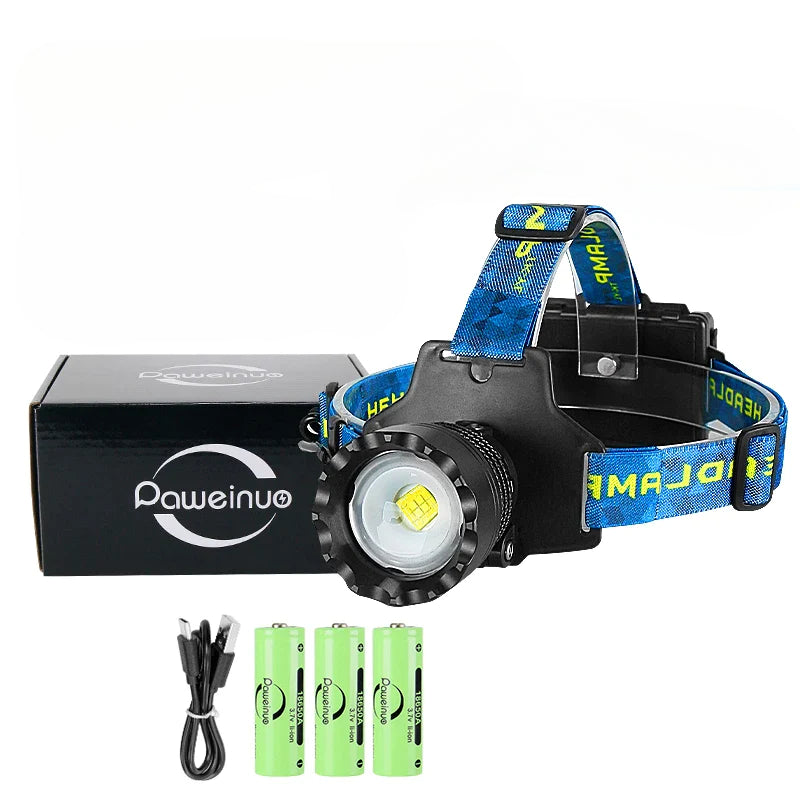 Zoom 1500M Headlamp Long Shot White Laser Portable Headlight 18650 Rechargeable Led Head Flashlight Waterproof Camping Head Lamp-WAYBIKER