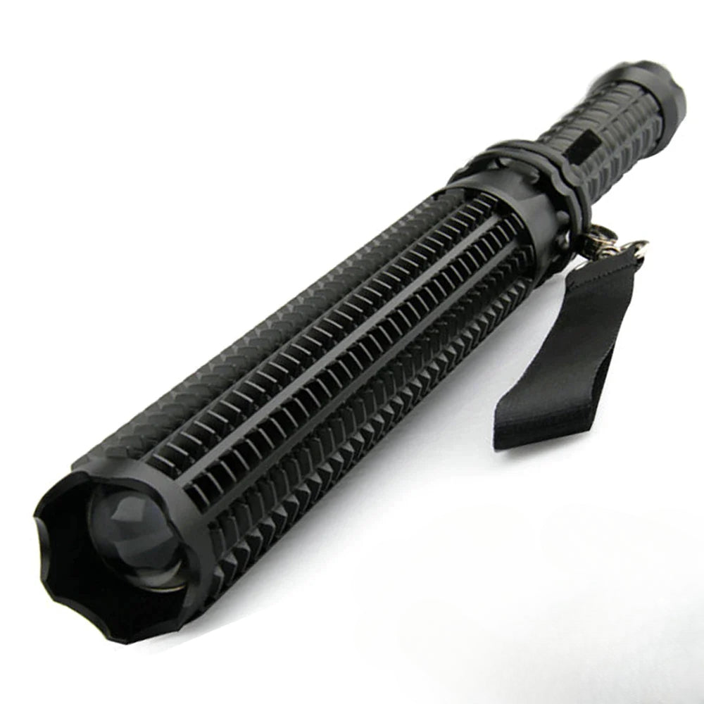 telescopic baton self defense flashlight led 18650 battery rechargeable ...