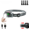 Zoom Rechargeable Flashlight LED Headlights High Power Sensor Light Headlamp Head-mounted Searchlight with USB Charging Outdoor-WAYBIKER