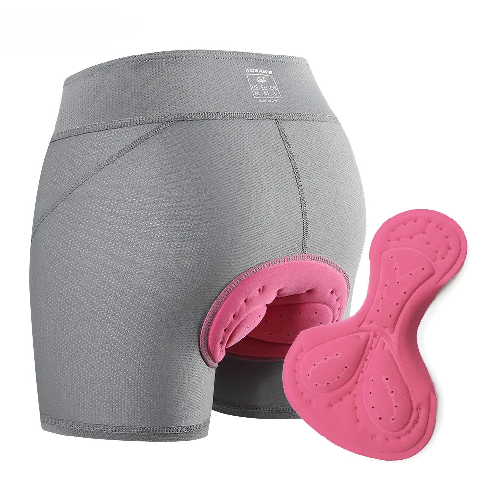 WOSAWE Padded Cycling Shorts Women Breathable Mesh Cycling Underwear Shockproof Riding Bicycle Underpant MTB Road Bike Shorts-WAYBIKER