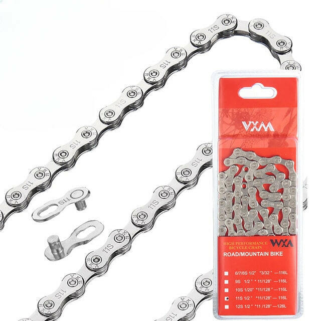VXM ZSC Antirust Plating 6 7 8 9 10 11 12 Speed Bicycle Silver Bike Chain Basic 116L Quick Link-WAYBIKER