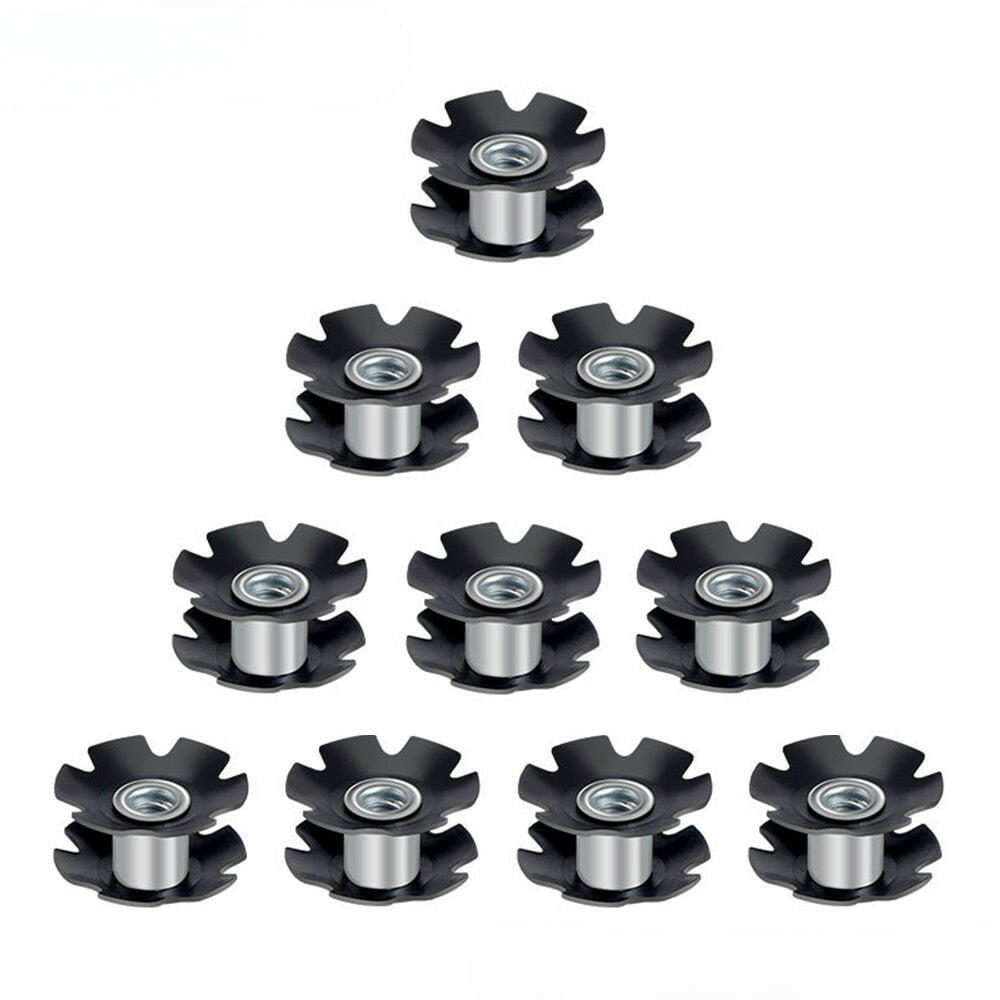 TOOPRE 10 Pcs MTB Road Bike Cycling Steer Tube Headset Aluminum Star Nut fit for 1 1/8" 28.6mm Fork Steer Tube Bicycle Parts-WAYBIKER