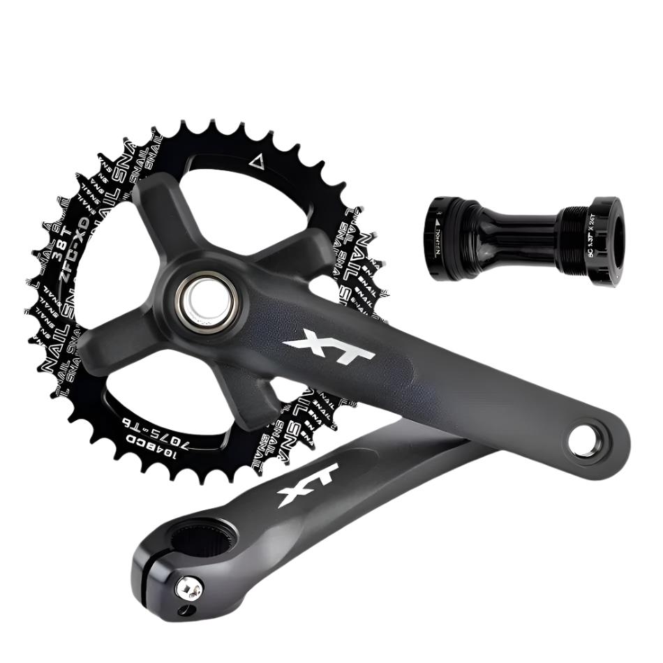 XT Bicycle Crankset 104BCD MTB Bike Crank Chainring Bike 170mm 175mm Black Round Oval 32T 34T 36T 38T Aluminum Alloy with Bottom-WAYBIKER