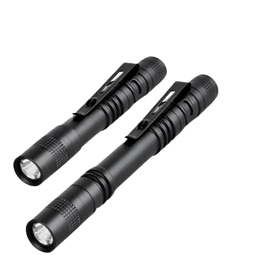 Min LED Portable Flashlight AAA Dry Battery With Pen Clip UV Light Pocket Torch Outdoor Waterproof Camping Hiking Flash Light-WAYBIKER
