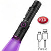 Zoom UV LED Flashlight 365 395nm Type-C Charging Invisible Ink Marker Cat Dog Urine Tinea Ore Money Scorpion Fluorescence Light-WAYBIKER
