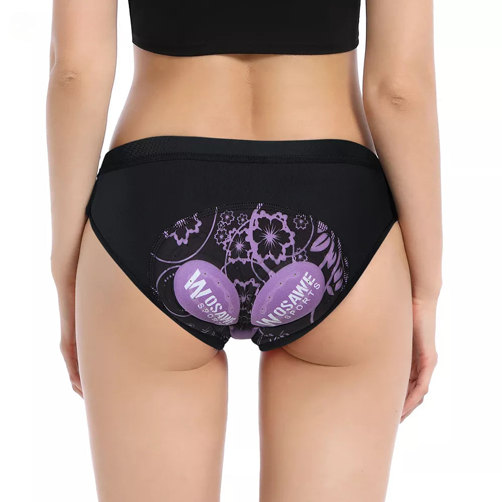 WOSAWE Women's Cycling Shorts Mtb Bicycle Briefs Underwear 3D Padded Printing Pad Road Bike Triangle Underpants-WAYBIKER