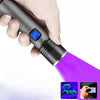 395nm UV Flashlight Blacklight Zoomable USB Rechargeable UV Light Ultraviolet Flashlight for Pet Urine Detection Resin Curing-WAYBIKER