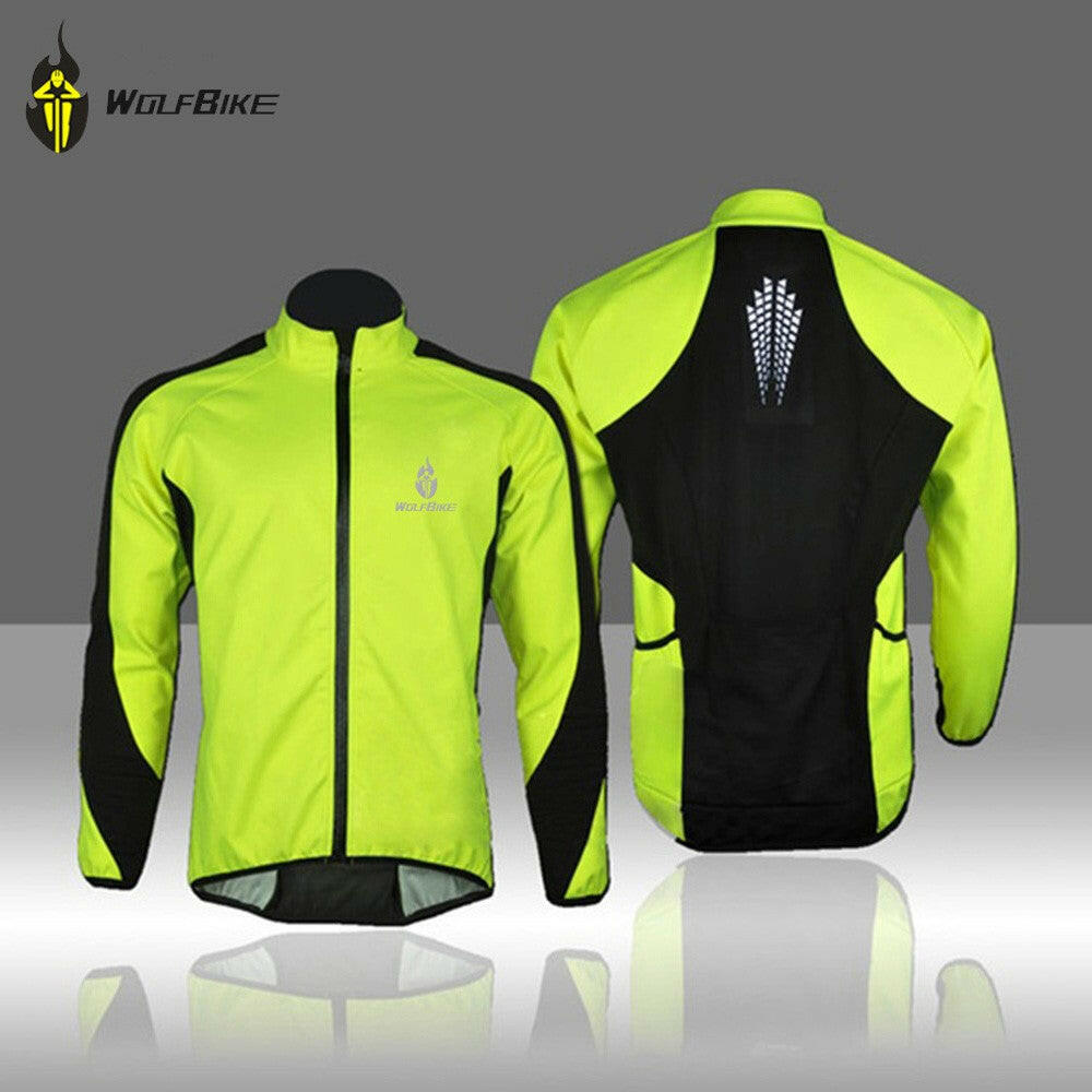 WOLFBIKE Fleece Thermal Cycling Long Sleeve Jersey Winter Outdoor Sports Jacket Windproof Wind Coat Bicycle Cycle Wear Clothing 3XL